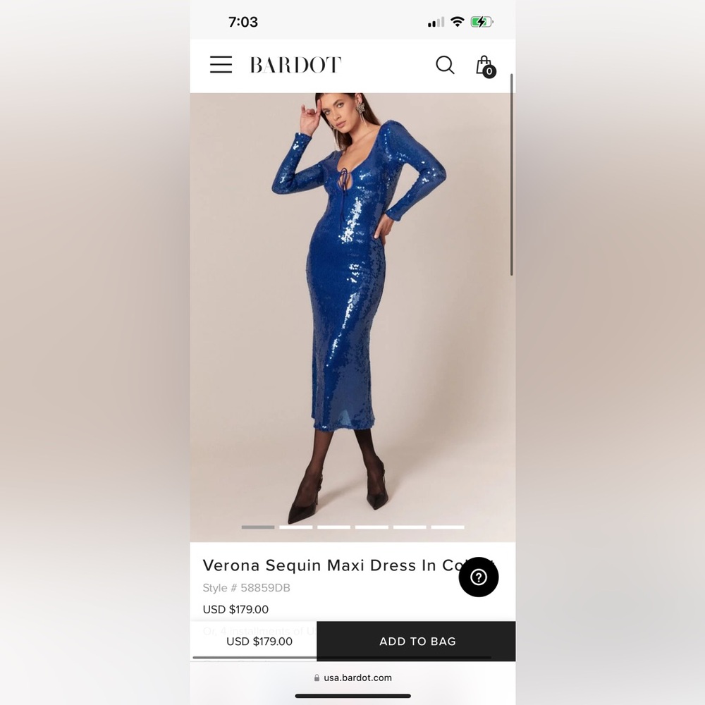 Bardot Cobalt Blue Sequin Maxi Dress